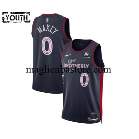Maglia NBA Philadelphia 76ers Tyrese Maxey 0 2023-2024 Nike City Edition Nero Swingman - Bambino
